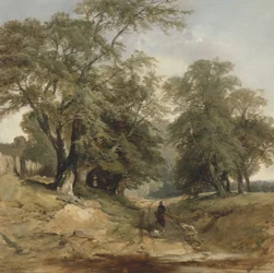 Un paysage avec un cavalier, vers 1850