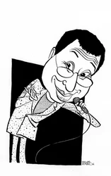 Ben Elton caricature, comédien, scénariste et réalisateur anglais : b