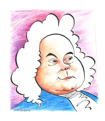 Georg Friedrich - George Frideric Handel - caricature du compositeur allemand (puis anglais) John Minnion