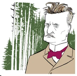 Jean Sibelius sur fond de forêts finlandaises