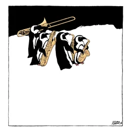 Orchestre de pingouins - caricature d