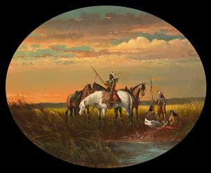 Une halte dans la prairie pour fumer, vers 1870