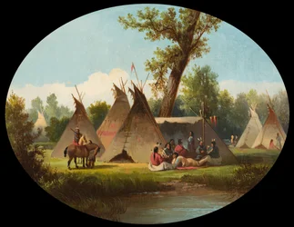 Campement Assiniboin sur le Haut Missouri, vers 1870