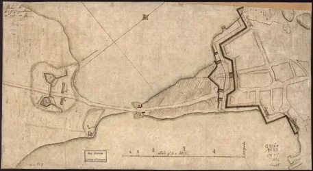 (Plan du "Neck" et des fortifications) Delivd. to H.E. Gl. Gage, le 30 juin. 1775.-J.M. LOC gm71000918