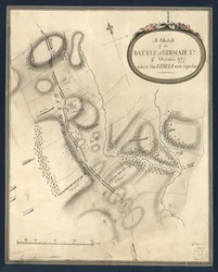 Une esquisse de la bataille de German. Tn, le 4 octobre 1777, où les rebelles ont été repoussés. Octobre 1777, où les rebelles ont été repoussés. LOC gm71000932