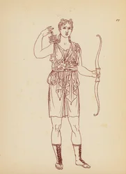 Costume féminin grec ancien (lithographie)