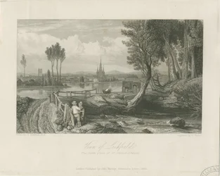 Lichfield - Vue Est: gravure sur acier, nd [c 1835]