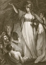 Boadicée haranguant les Bretons, gravé par Sharp, illustration de 