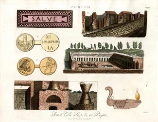Artéfacts et bâtiments anciens à Pompéi