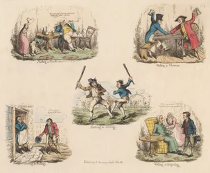 Ensemble de quatre : Beaucoup de bruit pour rien ou illustrations de vieux dictons