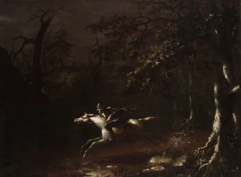 Ichabod Crane fuyant le Cavalier sans tête