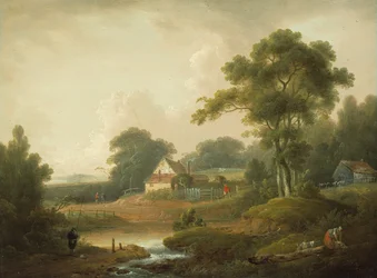 Paysage avec pêcheur et lavandière