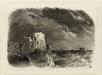Château en ruine au bord de la mer