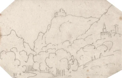 Vue de montagne avec bâtiments