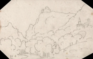 Vue sur la montagne avec des bâtiments