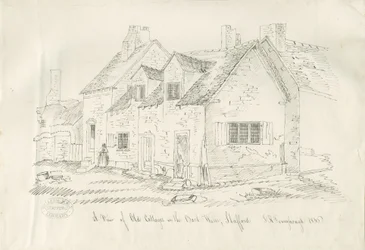 Stafford - Vieux cottage dans les murs arrière : dessin à la plume et à l