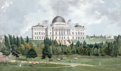 Façade ouest du Capitole des États-Unis avec des vaches au premier plan, 1831