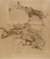 Fribourg, Suisse : Croquis à la plume, juillet ou août - septembre 1856