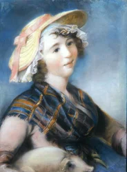 Jeune fille avec un cochon
