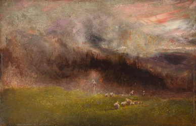 Moutons dans la tempête (huile sur panneau)