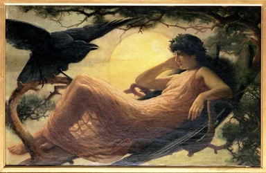 Et la Nuit Le Corbeau Chante, Enveloppé Haut dans les Arbres Touffus, Où Peut-être se Cache une Beauté
