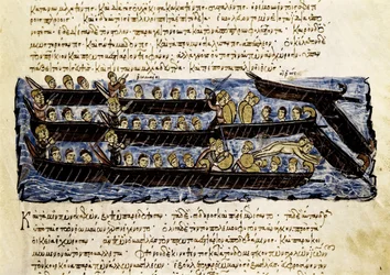 Une flotte russe, miniature de "Synopsis historiarum", vers 1126-1150