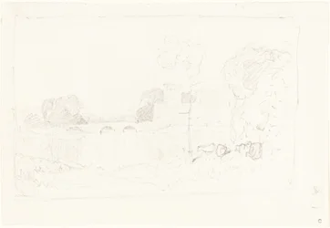 Esquisse de paysage avec pont et château