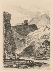 Liber Studiorum : Planche 12, Château de Dolbadern, Lac Llanberris, Nord du Pays de Galles