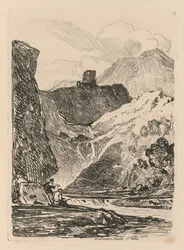 Liber Studiorum : Planche 12, Château de Dolbadern, lac de Llanberris, nord du Pays de Galles, 1838