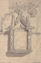 Sculpture sur une maison du côté nord de la cathédrale de Bayeux