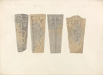 Études de quatre couvercles de cercueils provenant d