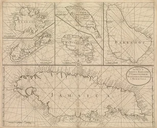 Carte de la Jamaïque, de la Barbade, de Saint-Christophe, de la Martinique, d