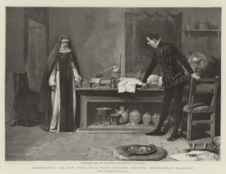 Illustration de la nouvelle histoire de H. Rider Haggard, intitulée La Fille de Montezuma