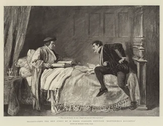 Illustration de la nouvelle histoire de H Rider Haggard, intitulée La Fille de Montezuma