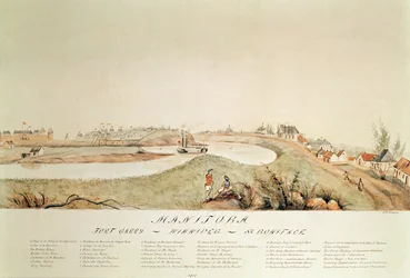 Manitoba, montrant un poste de traite de la Compagnie de la Baie d