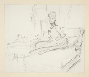 Dame à la table de thé