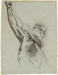 Torso masculin avec un poteau