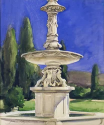 Fontaine en marbre en Italie, vers 1907