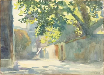 Mur ensoleillé sous un arbre, vers 1913