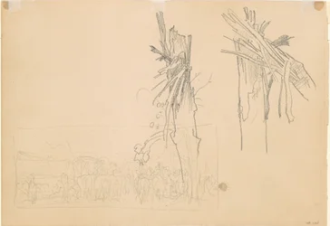 Deux arbres brisés, et étude pour La Route (verso)