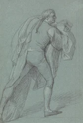 Étude de figure pour la peinture de la victoire de Lord Duncan : Étude pour marin portant le drapeau néerlandais
