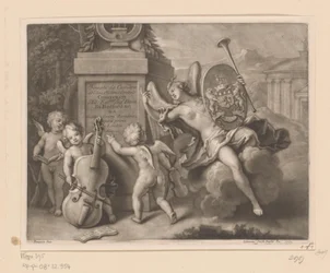 Anges avec des instruments de musique près d