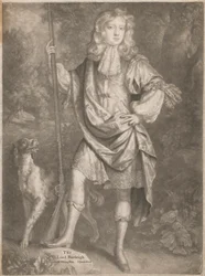 Le Seigneur Burleigh [jeune, debout, un fusil à la main et un épagneul à ses côtés]