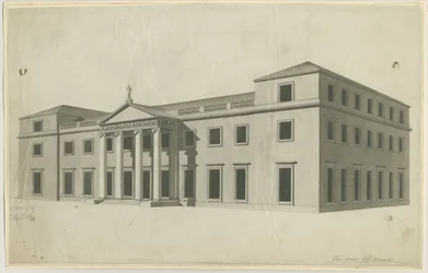 Chillington Hall : dessin à la plume et lavis, s.d. [?années 1780]