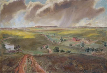 Averse printanière (paysage du Kansas occidental)
