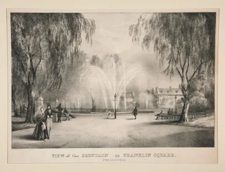 Vue de la fontaine de Franklin Square, Philadelphie