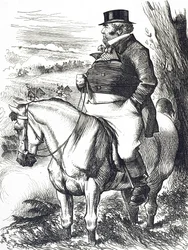 Caricature représentant John Bull observant les manœuvres d