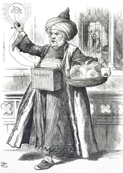 Dessin animé représentant William Ewart Gladstone en Aladdin