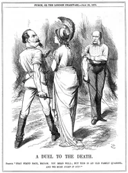 Guerre franco-prussienne 1870-1871 : Britannia essayant de retenir Napoléon III s