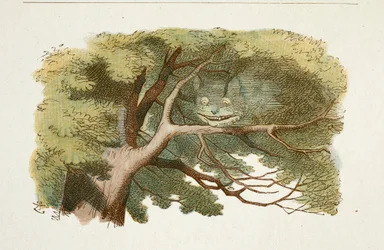 "Le chat du Cheshire" Planche tirée de "Alice au pays des merveilles" de Lewis Carroll illustré par John Tenniel